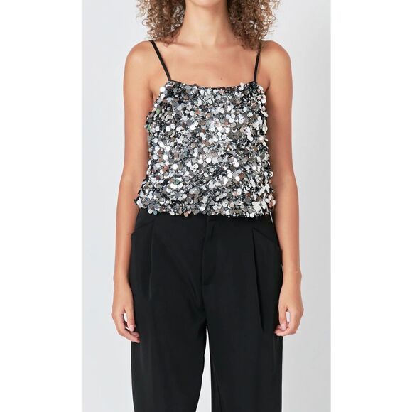 Endless Rose Stretched Sequin Top Size S NWOT - Picture 1 of 7